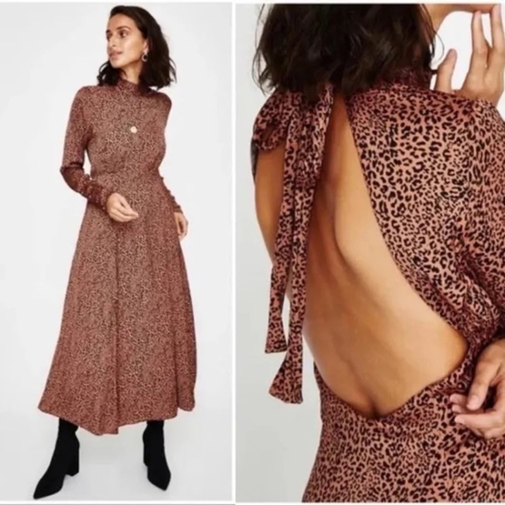 Like new free people loveless midi dress in animal print